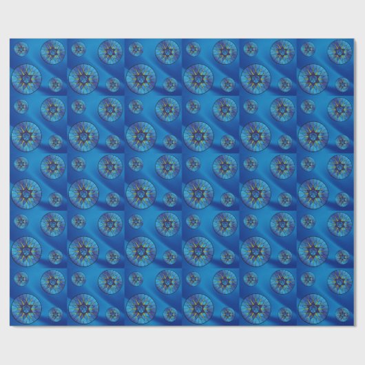 Papier Cadeau Star of David Hanoukka Joli cadeau bleu (Plat)