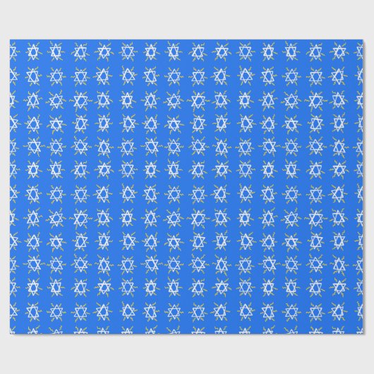 Papier Cadeau Star of David Hanoukka Motif cadeau bleu blanc (Plat)