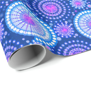 Papier Cadeau Starburbs et pingwheel, bleu et blanc
