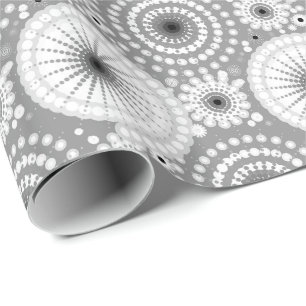 Papier Cadeau Starburbs et pingwheel, gris, noir et blanc