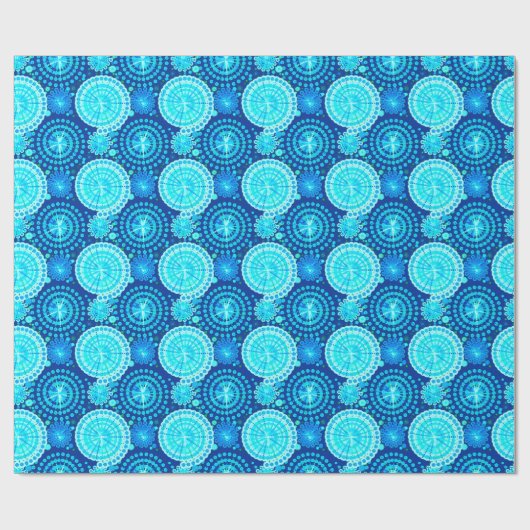 Papier Cadeau Starburds et pinwheel, bleu cobalt et aqua (Plat)