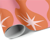 Papier Cadeau Starburs rétro du milieu du siècle sur l'oignon ro (Coin rond)