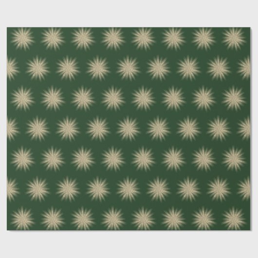 Papier Cadeau Starburst moderne Dark Green & Gold Christmas (Plat)