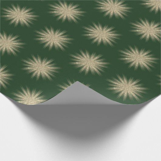 Papier Cadeau Starburst moderne Dark Green & Gold Christmas (Coin)