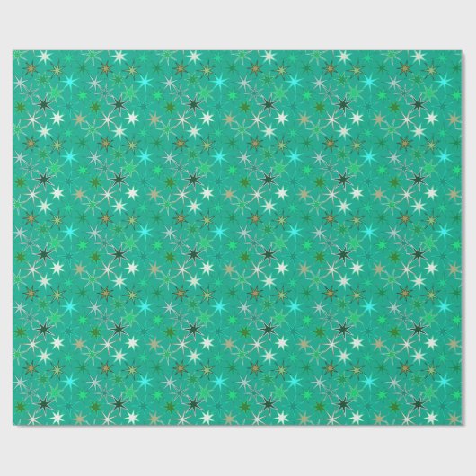 Papier Cadeau Starburst Print, Turquoise et Aqua (Plat)