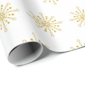 Papier Cadeau Starburst rétro atomique mi-siècle Mood Rouge & Or (Coin rond)