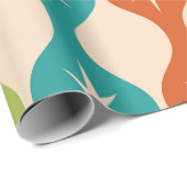 Papier Cadeau Starburts rétro du milieu du siècle sur un motif o (Coin rond)