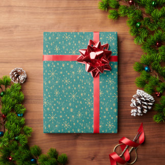 Papier Cadeau Stardust en bleu Turquoise et or