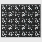 Papier Cadeau Starfish and Ornaments Black Tropical Christmas (Plat)
