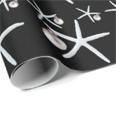Papier Cadeau Starfish and Ornaments Black Tropical Christmas (Coin rond)