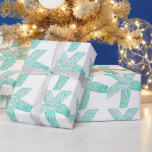 Papier Cadeau Starfish Beach<br><div class="desc">Printed with light teal blue green starfish patterns à blanc background ! You may change the color of the starfish by changing the background color as you like.</div>