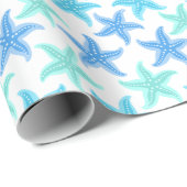 Papier Cadeau Starfish bleu et turquoise (Coin rond)