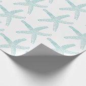 Papier Cadeau Starfish Motif Beach Côté Turquoise Bleu Bleu Blan (Coin)