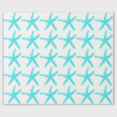 Papier Cadeau Starfish Motif clair Turquoise Plage blanche Noël (Plat)