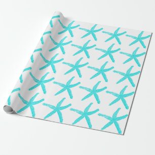 Papier Cadeau Starfish Motif clair Turquoise Plage blanche Noël