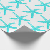 Papier Cadeau Starfish Motif clair Turquoise Plage blanche Noël (Coin)