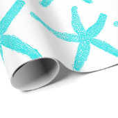 Papier Cadeau Starfish Motif clair Turquoise Plage blanche Noël (Coin rond)