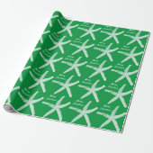 Papier Cadeau Starfish Motif Green White Beach Joyeux Noël (Déroulé)