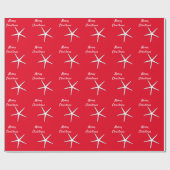 Papier Cadeau Starfish Motif Red White Beach Joyeux Noël (Plat)