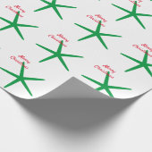 Papier Cadeau Starfish Motifs Joyeux Noël Vert Blanc Rouge (Coin)