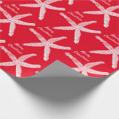 Papier Cadeau Starfish Motifs Red White Beach Joyeux Noël (Coin)