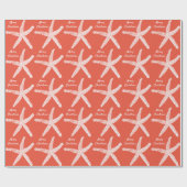 Papier Cadeau Starfish Orange White Beach Joyeux Noël 2024 (Plat)