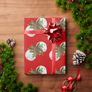 Papier Cadeau Starfish Sand Dollars Festin Rouge Noël