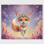 Papier Cadeau Starlit Fox of the Moonlit Meadows. (Plat)
