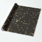 Papier Cadeau Starry Night Sepia Forêt Brown Gold Confetti (Déroulé)
