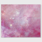 Papier Cadeau Starry Space Light Aquarelle rose Stars Galaxy (Plat)