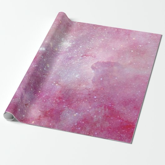 Papier Cadeau Starry Space Light Aquarelle rose Stars Galaxy (Déroulé)