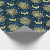 Papier Cadeau Stars céleste de la lune Bleu Tarot or (Coin)