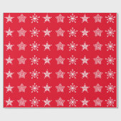 Papier Cadeau Stars de Noël de style nordique blanc et rouge (Plat)