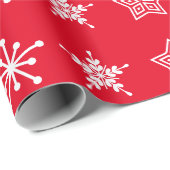 Papier Cadeau Stars de Noël de style nordique blanc et rouge (Coin rond)