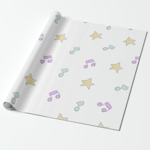 Papier Cadeau stars et notes musicales mignonnes motif