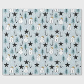 Papier Cadeau Stars et Sucres de canne de Snowman (Plat)