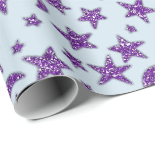 Papier Cadeau Stars Lune Améthyste Plum mauve Bleu Parkly Colla