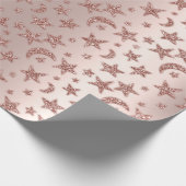 Papier Cadeau Stars Lune Rose maigre Blush Sparkly Pastel VIP (Coin)