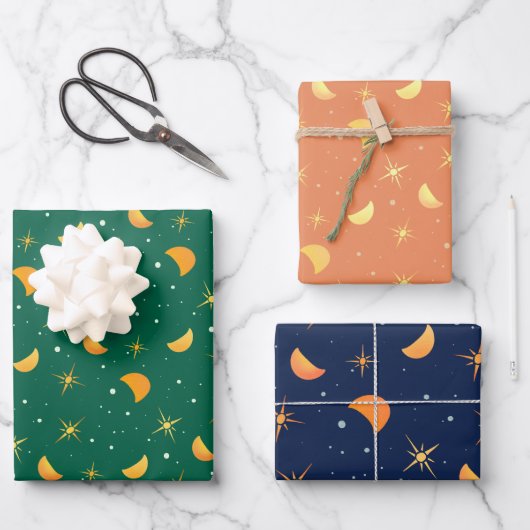 Papier cadeau Stars & Moons - Designs Set 2 (Recto)