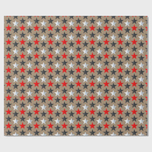 Papier Cadeau Stars Rustiques Kraft Bright Black Red Silver