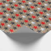 Papier Cadeau Stars Rustiques Kraft Bright Black Red Silver (Coin)