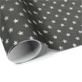 Papier Cadeau Stars Sky Black White Night Chalkboard Delicate (Coin rond)