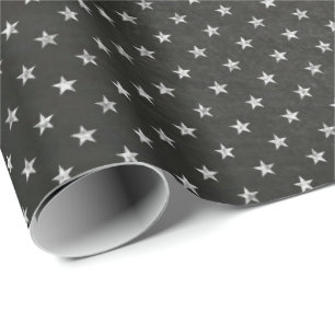 Papier Cadeau Stars Sky Black White Night Chalkboard Delicate