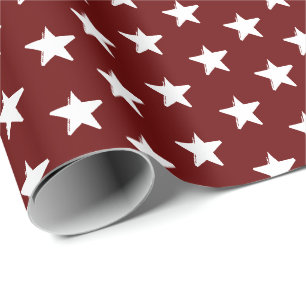 Papier Cadeau Stars vin de marron bordeaux blanc cadeau motif