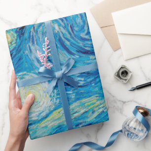 Papier Cadeau Stationnement nuit van gogh motif floral Papier d'