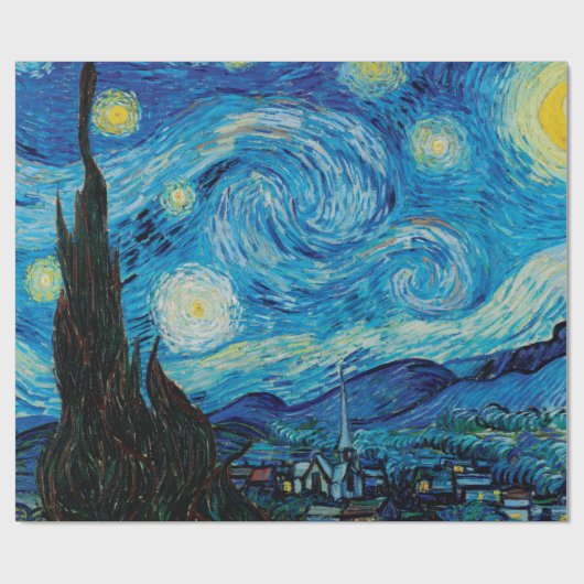 Papier Cadeau Stationnement nuit van gogh motif floral Papier d' (Plat)
