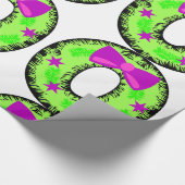 Papier Cadeau Stations de cabot rose et couronne de Noël vert (Coin)