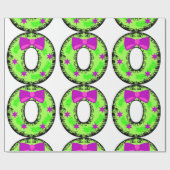 Papier Cadeau Stations de cabot rose et couronne de Noël vert (Plat)