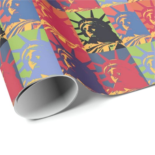 Papier Cadeau Statue d'Art Pop de la Liberté New Yok City (Coin rond)