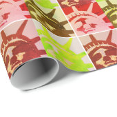 Papier Cadeau Statue de la Liberté New Yok City Pop Art (Coin rond)